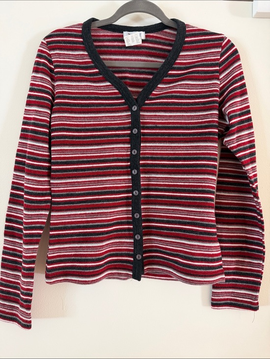 Esprit Sweaters - Vintage 90s Esprit Striped V-Neck Button Cardigan Indie Knit Made in USA